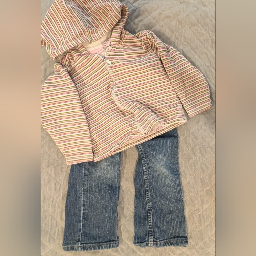 4T Striped Hoodie and Denim Jeans Set